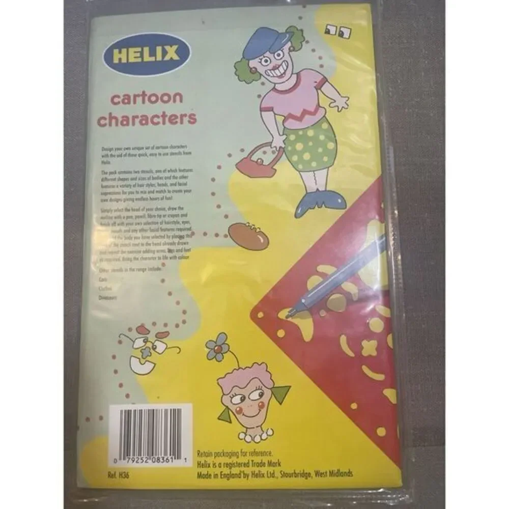 Vintage Helix stencils 4 Packs Dinosaurs, Monsters, Clothing, Cartoon Characters